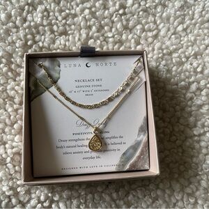 Luna Norte druzy quartz gold necklace set